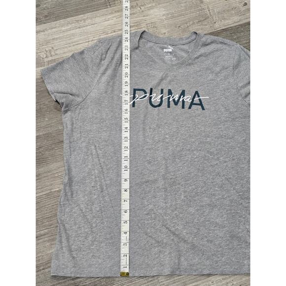 Puma Gray Short Sleeve Crew Neck T Shirt Comfort Active Top Puma Logo - Picture 6 of 7